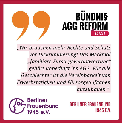 Diskriminierungen stoppen: Der Berliner Frauenbund 1945 e.V. ist Mitglied des Bündnis „AGG Reform – Jetzt!“
